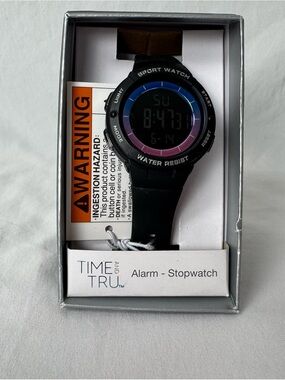 ⌚ Time and Tru Digital Sport Watch Black Water Resistant Alarm Stopwatch